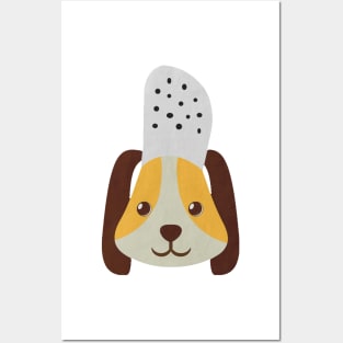 cute doggo with croc on the head orange Posters and Art